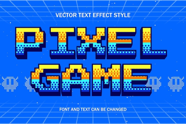 Pixel game art 3d bewerkbaar teksteffect lettertypestijl retro games sjabloon achtergrondontwerp