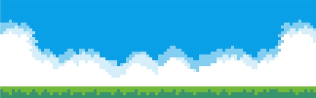 Vector pixel game screen vector pixel sky and ground screen vector