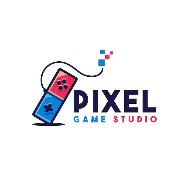 Vector pixel game studio logo template