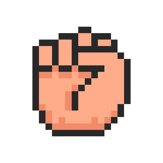 Vector pixel hand fist symbol