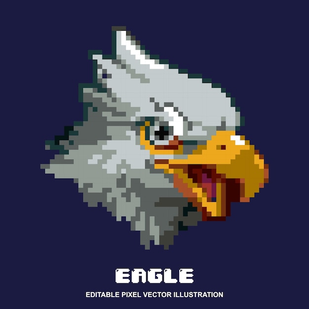 Pixel Hawk head icon vector illustration for video game asset, motion graphic and others