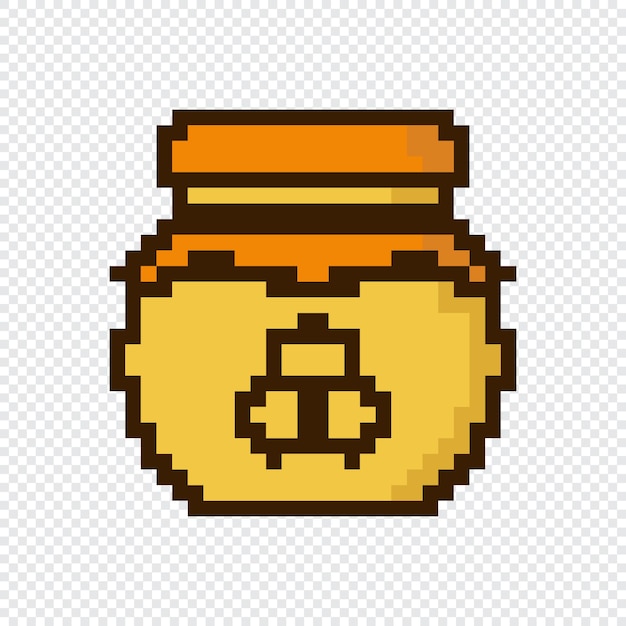 Пиксельная банка с медом симпатичная пиксельная банка с медом 8-битная пиксельная банка с медом изображение в стиле старой школы компьютерной графики векторная иллюстрация