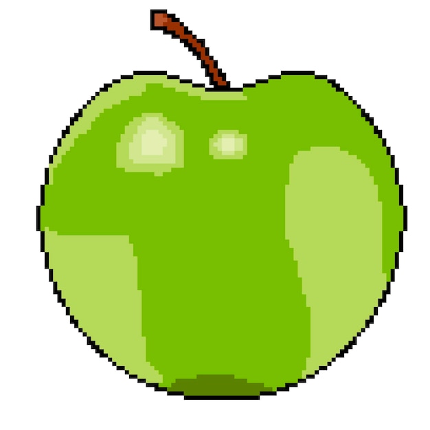 Pixel icon proper nutrition fruit green apple