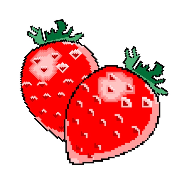 Pixel icon proper nutrition strawberry