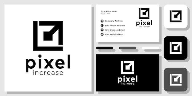 pixel increase square arrow outline with business card template