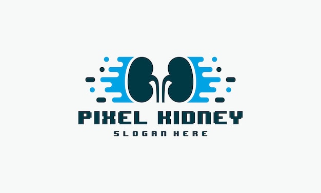 Pixel kidney logo разрабатывает концептуальный вектор, символ логотипа kidney care