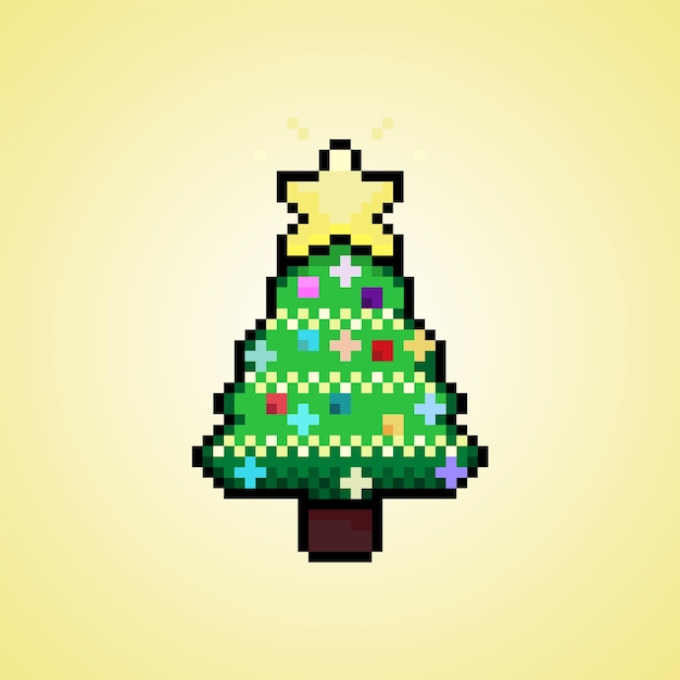 Pixel kleine kerstboom vakantie decoratie illustratie