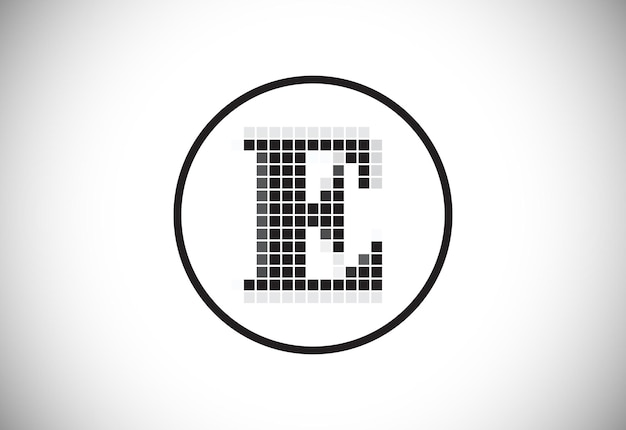 Pixel letter E monogram logo design