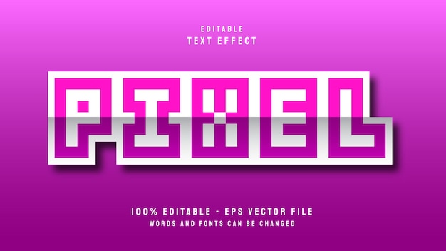 Pixel letter with 3d sticker style editable text effect template