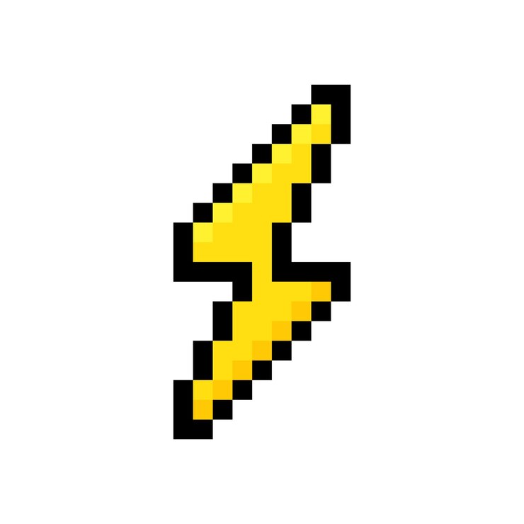 Vector pixel lightning bolt 8 bit pixel art thunderbolt lightning strike vector illustration