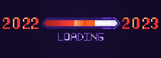 Vector pixel loading screen 20022 to 2023 new year