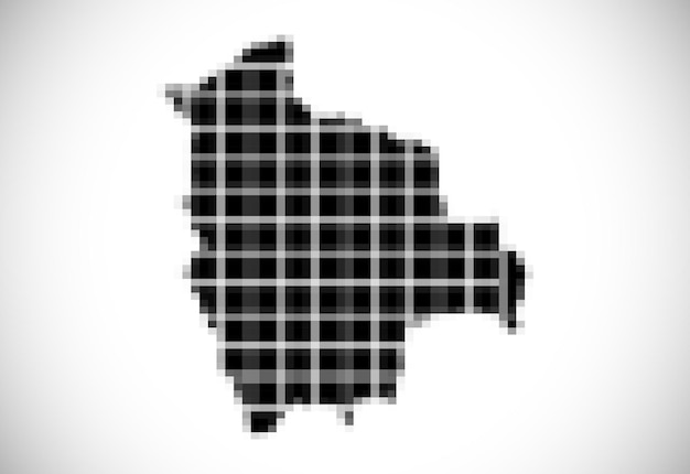 Pixel map of Bolivia. The dotted map is on white background. Vector illustration