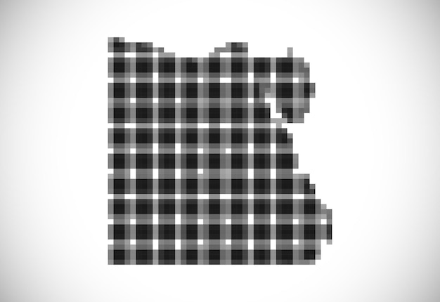 Pixel map of Egypt. The dotted map is on white background. Vector illustration