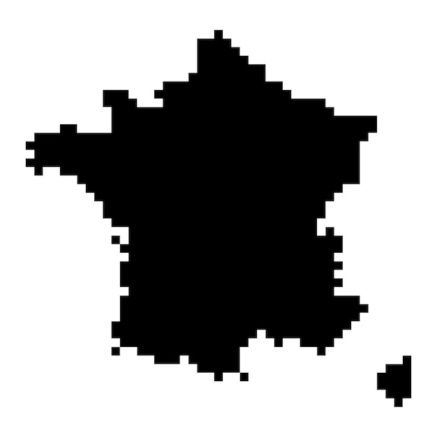 Пиксельная карта Франции Векторная иллюстрация