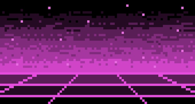 Vector pixel mesh neon synthwave surface background