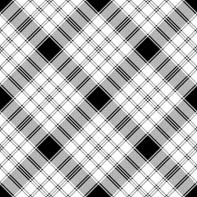 Pixel monochrome plaid seamless pattern