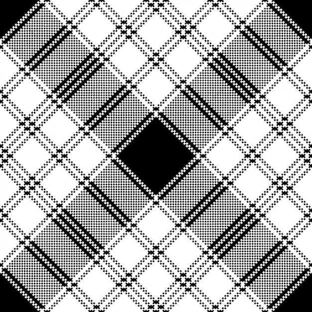 Pixel monochrome plaid seamless pattern