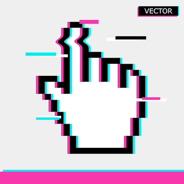 Vettore piccella mano cursore del mouse icona segno stile piatto illustrazione vettoriale isolata su sfondo bianco