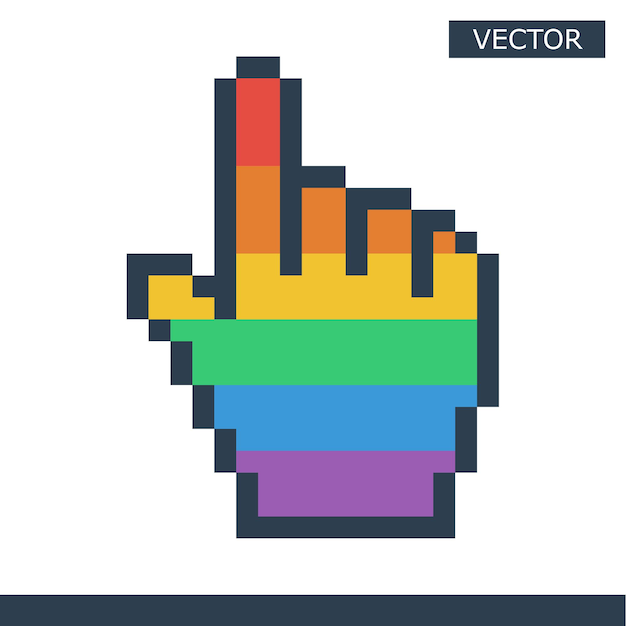 Vector pixel mouse hand cursor icon vector illustration