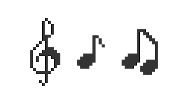 Pixel note musicali icona simbolo di ilustration dell'elemento della canzone d'arte a 8 bit vettore di giochi di segno