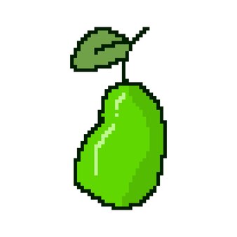 Icona di pera pixel. pera con foglia in stile pixel. icona pixel art