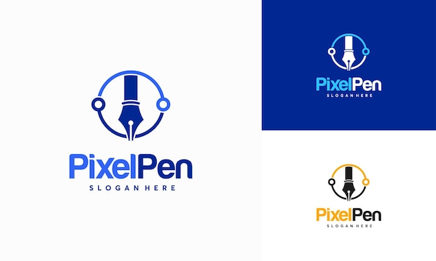 Pixel pen logo designs concept vector creator logo template designs