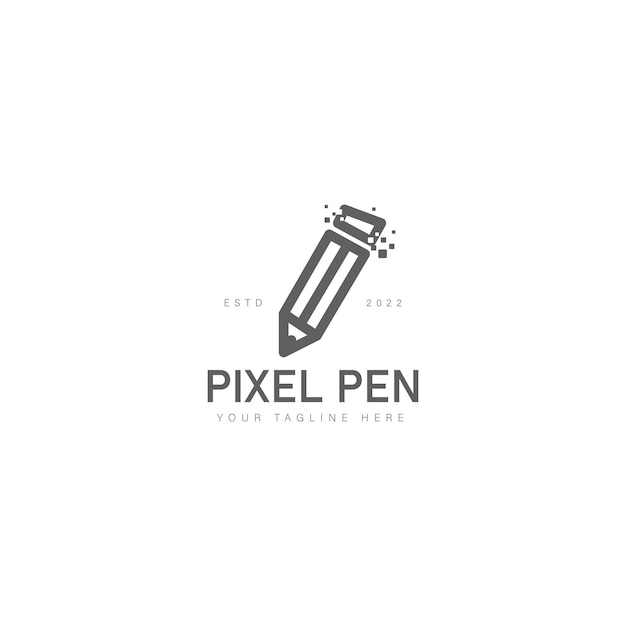 Pixel pen logo ontwerp illustratie pictogram