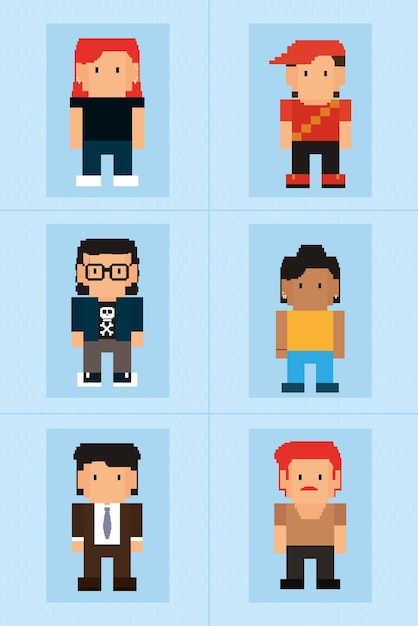 Vector pixel people design