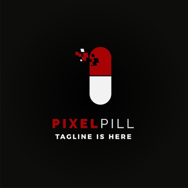 Pixel pill logo vector icon illustration