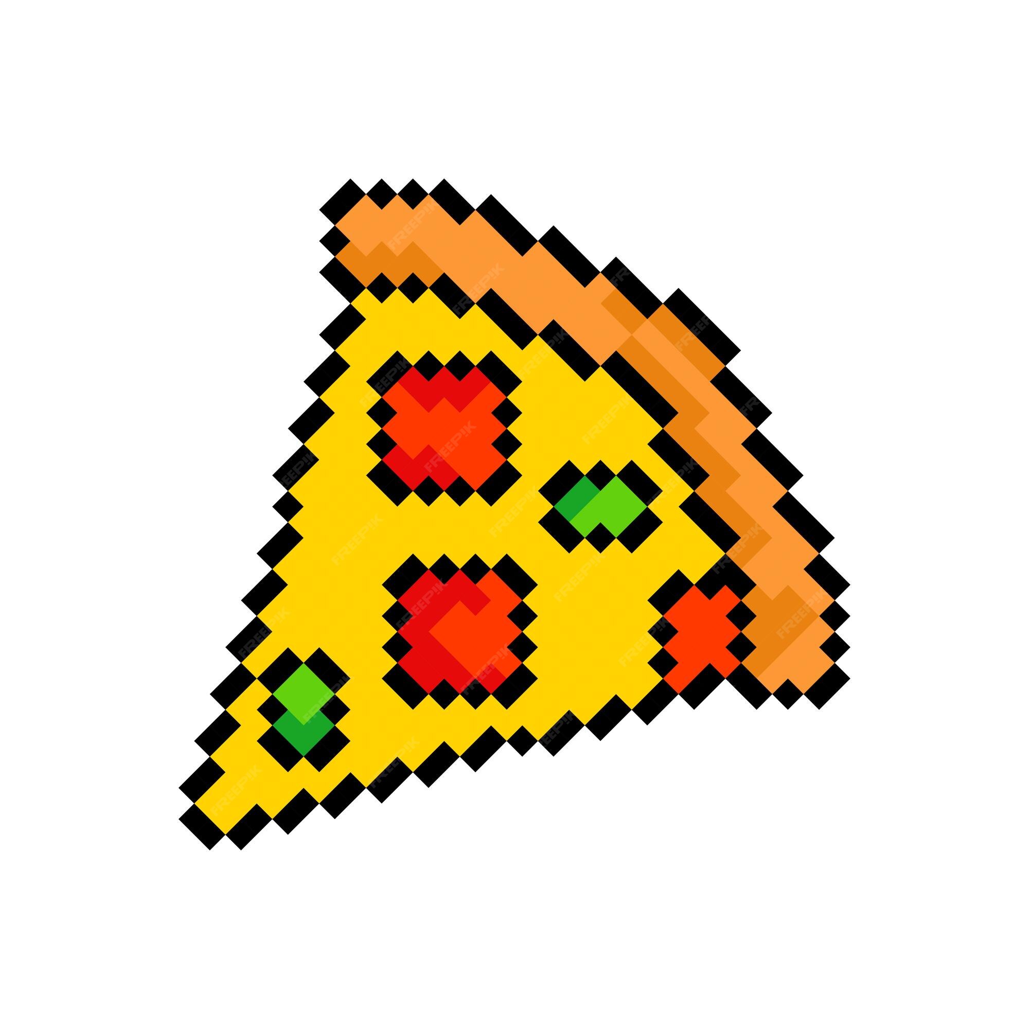 Pizza pixel art piece is pixelated fast Royalty Free Vector