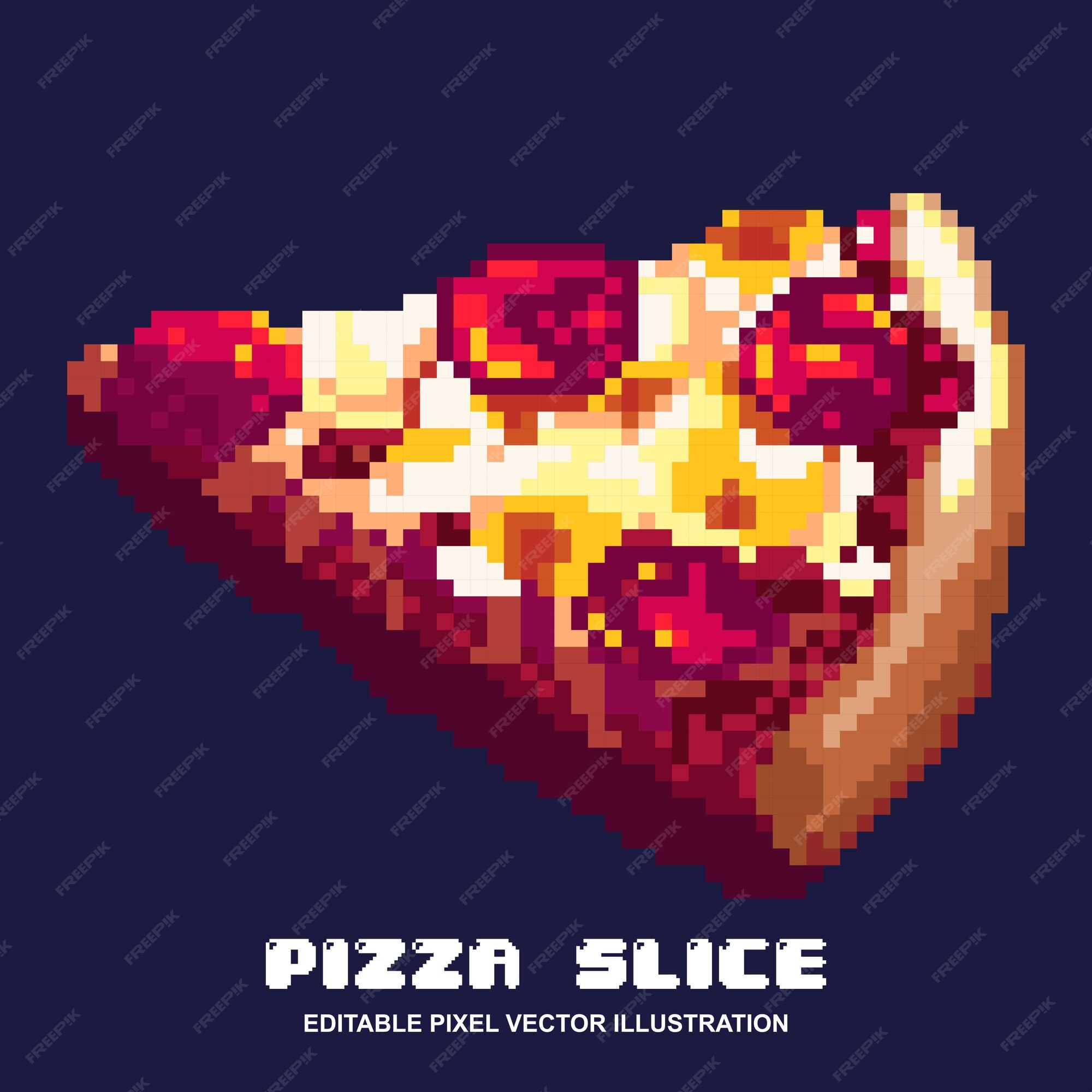 pixel style pizza slice icon. Vector illustration 32x32 pix