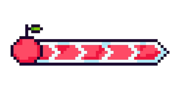 Vector pixel progress bar gaming indicator of full life hungry