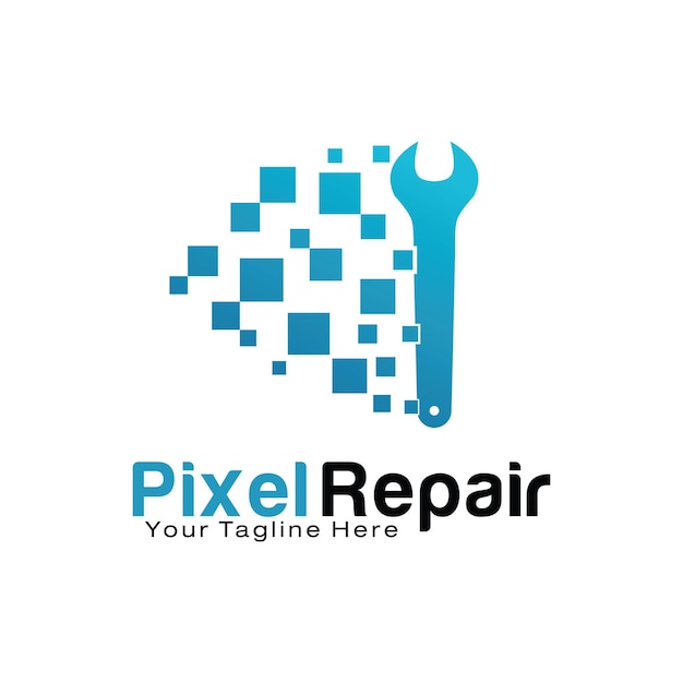 Pixel repair logo design template