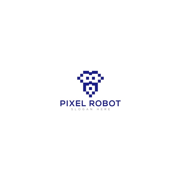 Pixel robot logo for techno business