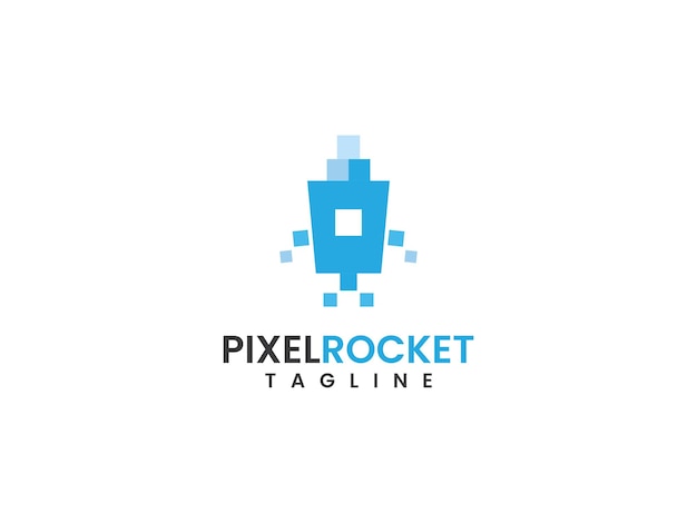 Pixel rocket logo template rocket and pixel concept