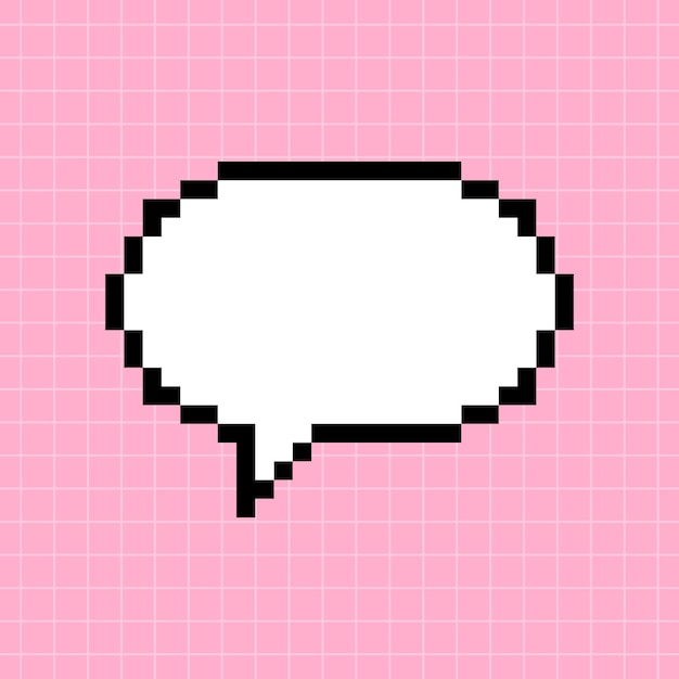 Pixel round dialog box on a pink checkered background Illustration in the style of an 8bit retro