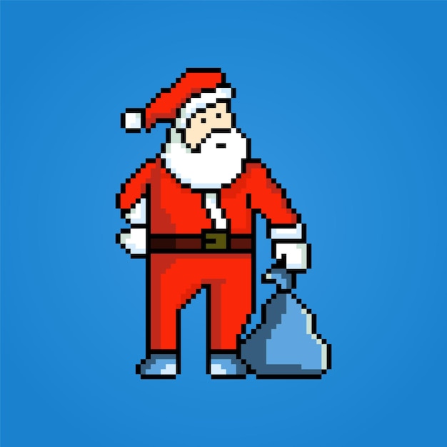 Pixel santa character christmas holiday card