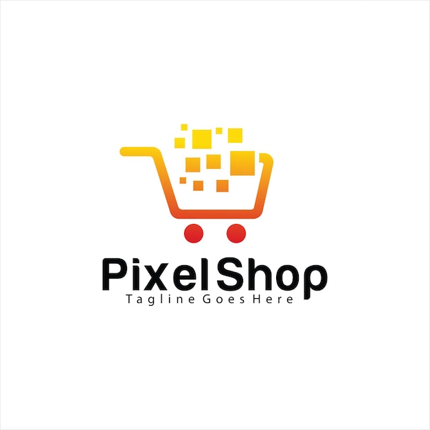 Pixel shop logo design template