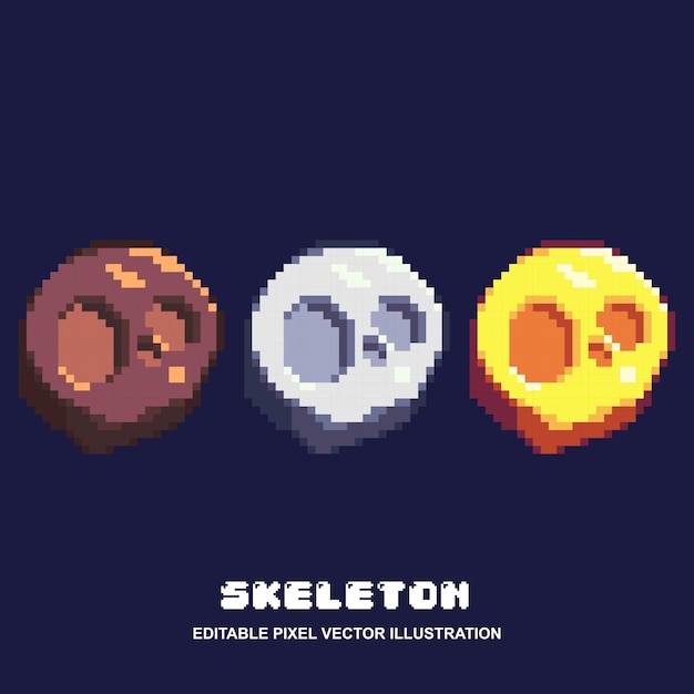 Vector pixel skeleton set icon vector illustration for video game asset, motion graphic and other