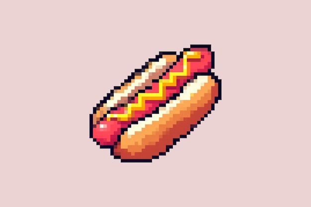 Vector pixel stijl hotdog 8 bit kunst illustratie