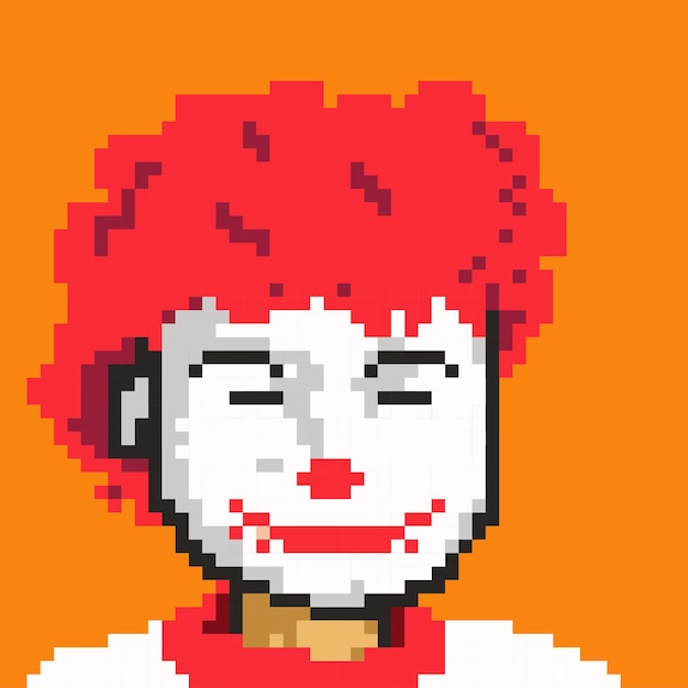 Персонаж клоуна в пиксельном стиле