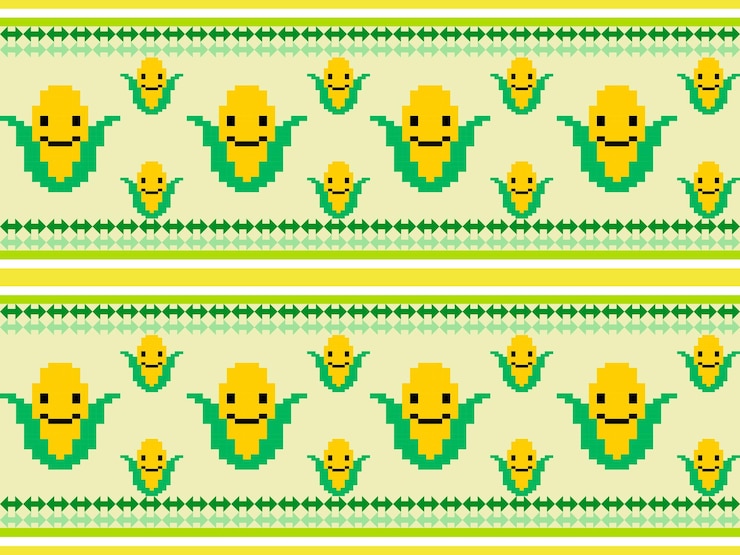 Vector pixel style colorful corn cartoon character