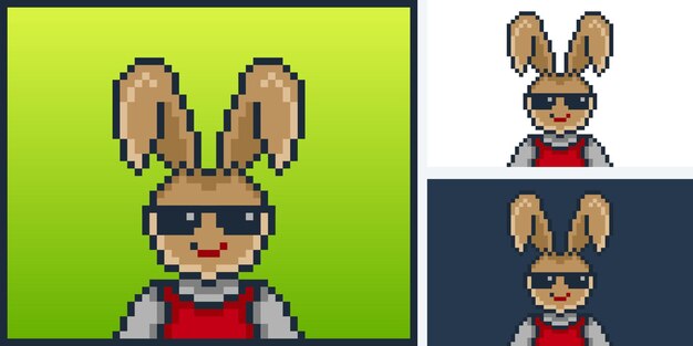 Design del personaggio del coniglietto punk in stile pixel per il progetto nft 258