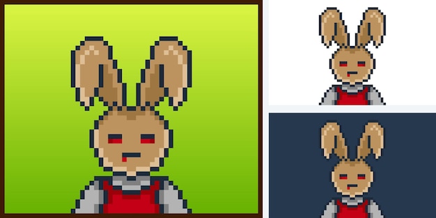 Пиксельный дизайн персонажа панк кролика для nft project 270