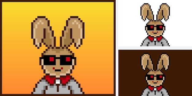 Design del personaggio del coniglietto punk in stile pixel per il progetto nft 505