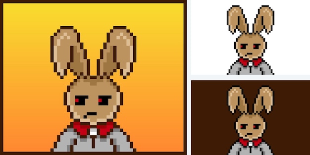 Vector pixel style punk bunny character design for nft project 519