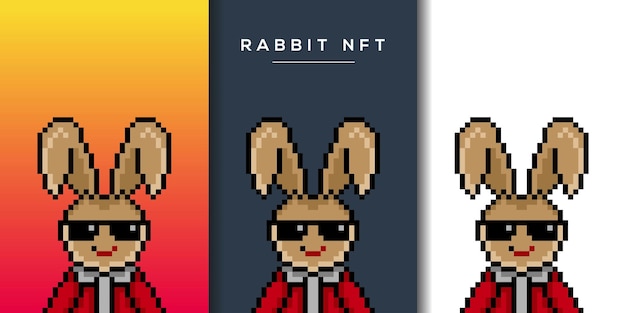 Pixel style punk bunny character design for nft project 718