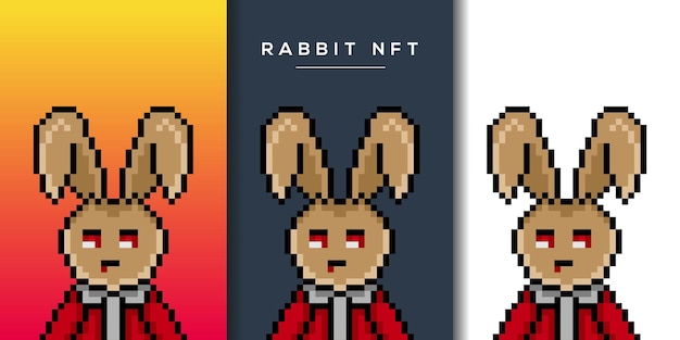 Пиксельный дизайн персонажа панк кролика для nft project 735