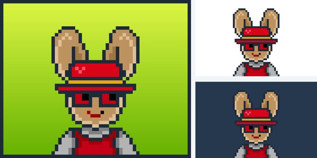 Design del personaggio del coniglio punk in stile pixel per il progetto nft 177