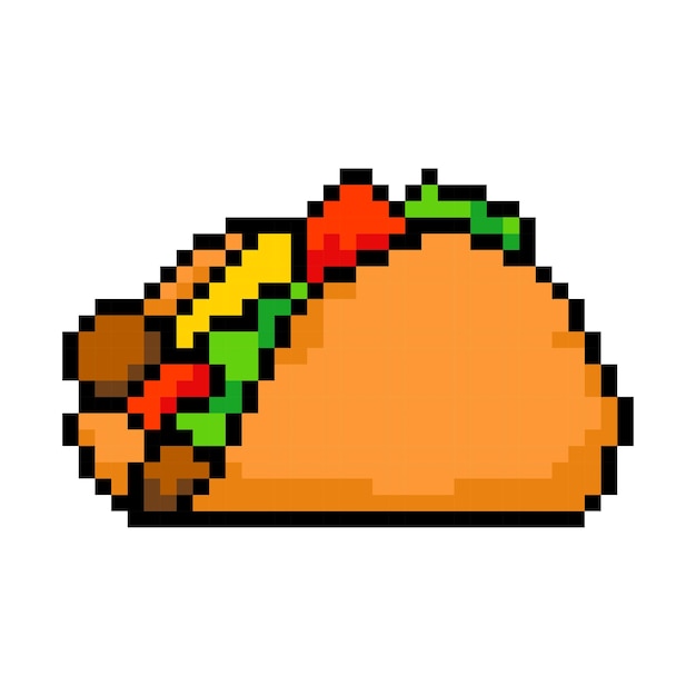 Vettore taco pixel, taco 8bit.